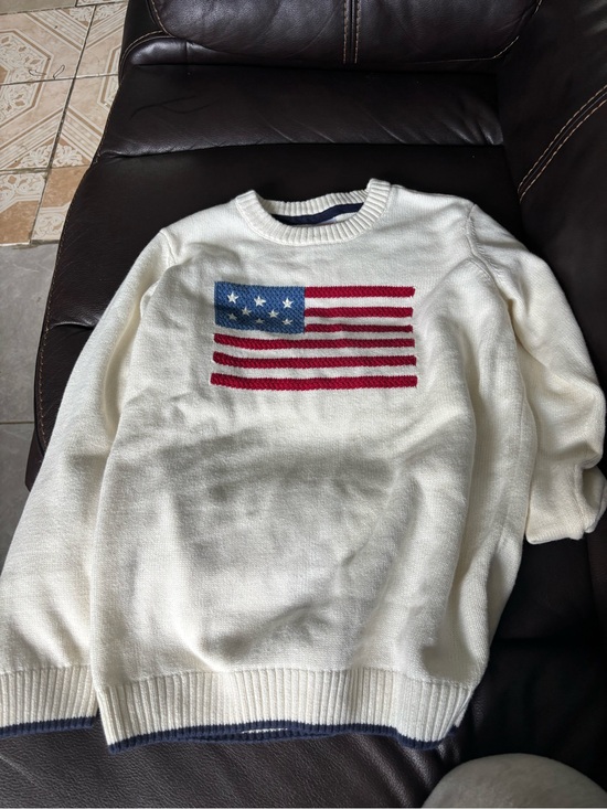 Gymboree Other - Gymboree Cream Crewneck Sweater with Red & Blue Flag Motif